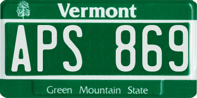 VT license plate APS869