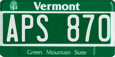 VT license plate APS870
