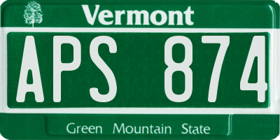 VT license plate APS874