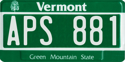 VT license plate APS881