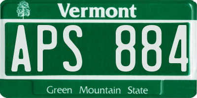 VT license plate APS884