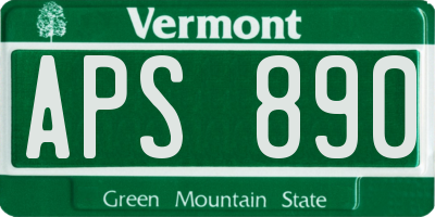 VT license plate APS890