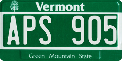 VT license plate APS905