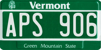 VT license plate APS906