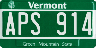 VT license plate APS914