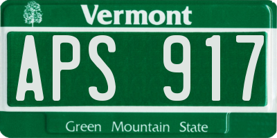 VT license plate APS917