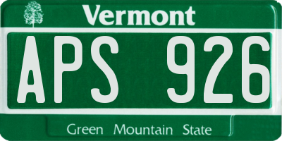 VT license plate APS926