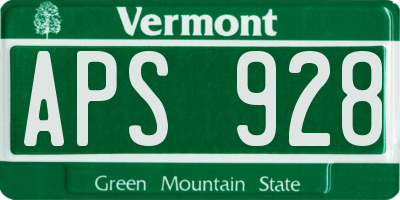 VT license plate APS928