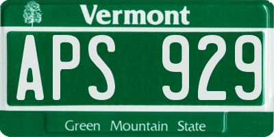 VT license plate APS929