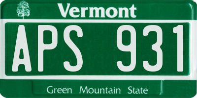 VT license plate APS931
