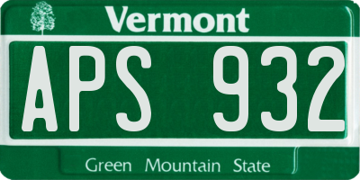 VT license plate APS932