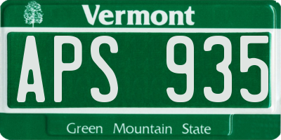 VT license plate APS935