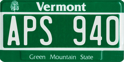VT license plate APS940