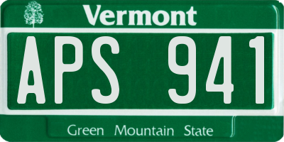 VT license plate APS941