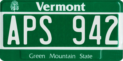 VT license plate APS942