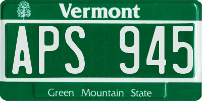 VT license plate APS945