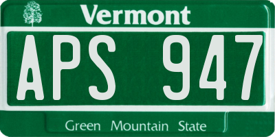 VT license plate APS947