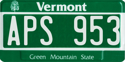 VT license plate APS953