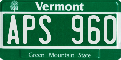 VT license plate APS960
