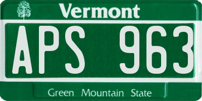 VT license plate APS963