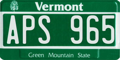 VT license plate APS965