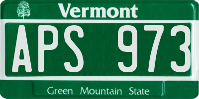 VT license plate APS973