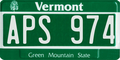 VT license plate APS974