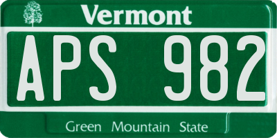VT license plate APS982