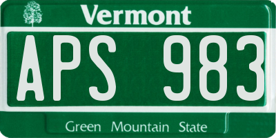 VT license plate APS983