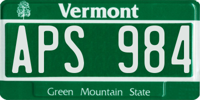 VT license plate APS984