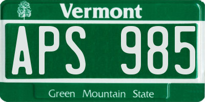 VT license plate APS985