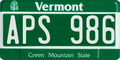 VT license plate APS986