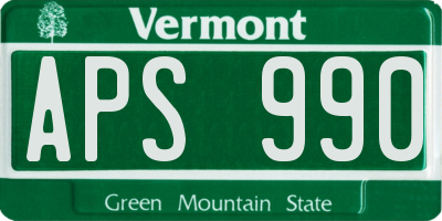 VT license plate APS990