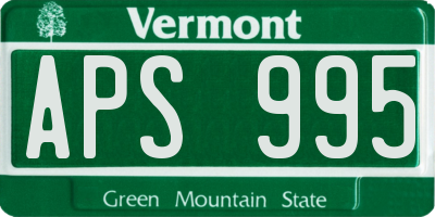 VT license plate APS995