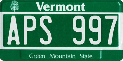VT license plate APS997