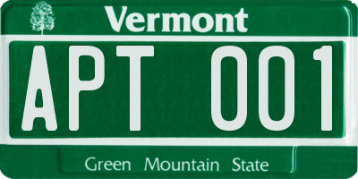 VT license plate APT001