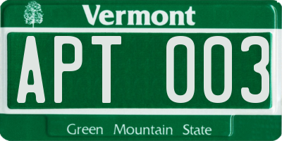 VT license plate APT003