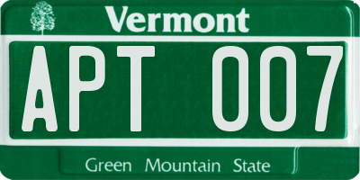 VT license plate APT007