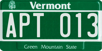 VT license plate APT013