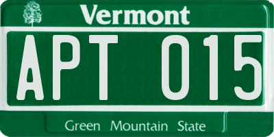 VT license plate APT015