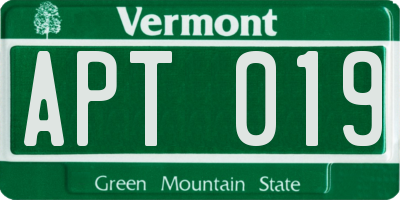 VT license plate APT019