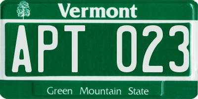 VT license plate APT023