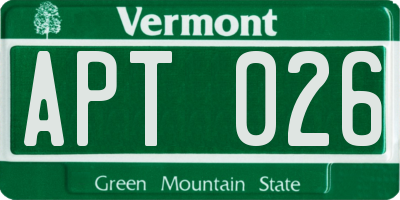 VT license plate APT026