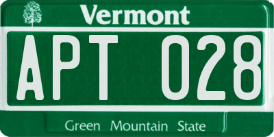 VT license plate APT028