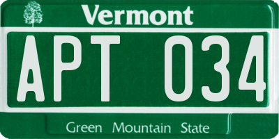 VT license plate APT034