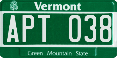 VT license plate APT038