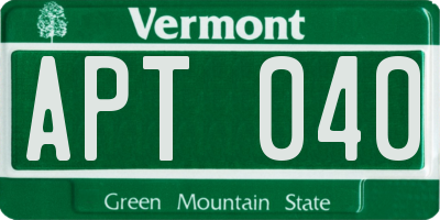 VT license plate APT040