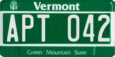 VT license plate APT042