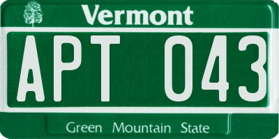 VT license plate APT043