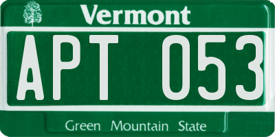 VT license plate APT053